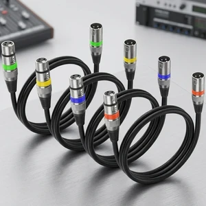 3Pin XLR DMX Cable Male to Female 1.2M Braided Shielded Audio Lighting Cable for LED Stage Light Mixer Microphone Sound System