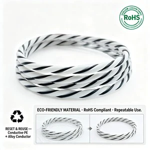 Leak Detection Cable 100m Spiral Structure Leak Sensing Cable 3.5mm Jack Plug and Play Reusable for Smart Home Flood Protection