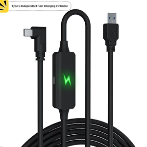 VR Link USB-C Type L-Shape Stable Transfer Camera Cable 3A Fast Charging Data Cable with Braid Shielding for Computer