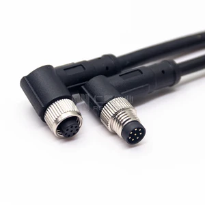 M8 Male to Female Sensor Cable 3 4 5 6 8 Pin Male to Female Straight / Angled Waterproof Double End Overmolded Sensor Cable