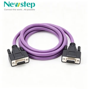 Industrial DB9 Female to Female Serial RS232 Cable, Shielded High-Flexible Purple Jacket for PLC CNC Modbus Communication