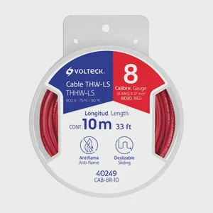 BOX 6 Reel with 10 m of THHW-LS 8 AWG Red Cable VOLTECK Made in Mexico