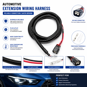 Premium Custom Universal Corrugated Extension Wiring Harness Automotive Electrical System Cable For Horn Power Signal
