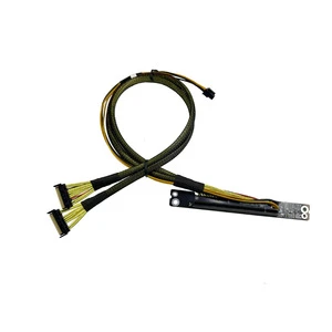 PCIe 6.0 16X CEM to MCIO 8X *2PORT + PH3.0 4P CEM Riser Cable Stackable Single Layer