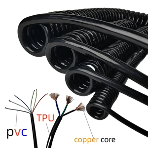 Custom 1-20 Core Spiral Cable Wire, Flexible Retractable Coiled Cord for Automotive, Electrical Equipment & Industrial Use