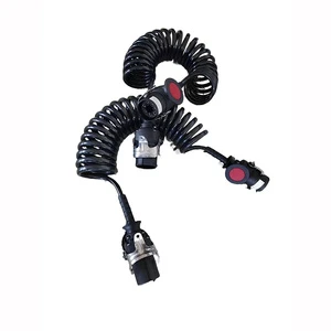 New 7-Way Electric Power Spiral Wire Trailer Coil Cord Cable ABS Electrical Brake Light with 7-Pin Connector