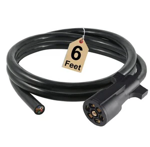 USA Type Cable Heavy Duty 7Way Trailer Plug 7pin Wire Trailer Plug with Trailer Connection Wiring Harness 6FT