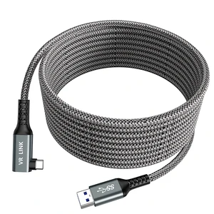 5 Meters USB to Type C Braided L Shape Connect VR Camera USB3.2 Gen1 Data Cables