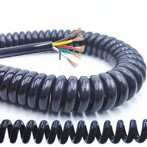 3 Core Spring Wire Spiral Electric Cable 0.5 Square 2.5 m 5 m 7.5 m Black Power Cord Extensible Wire