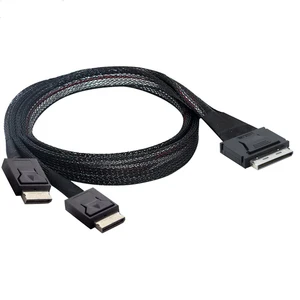 1M in Stock OCuLink PCI-E 4.0 SFF-8611 8i to Dual 2 X SFF-8611 4i SSD Data Transfer Extension Cable for Laptop 10/100/1000Mbps
