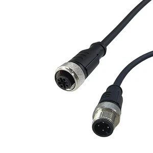 Custom M12 Waterproof Signal Cable IP67 Shielded Control Data Sensor Communication Cable Connector Male Female Connector CE UL