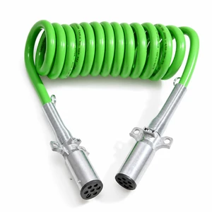 DOT 15FT 7 Pin Coiled Trailer Cord ABS Electrical Power Coil SAE J2394 Standard Heavy Duty Cable Wire for Semi Trucks