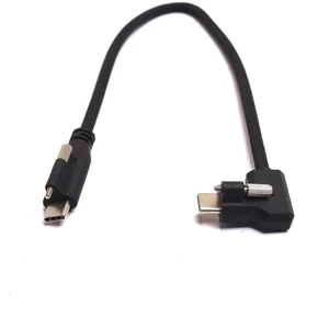 Black Braided USB3.2 Gen2*2 20Gbps 100W 90-Degree Angled Type-C Male Screw Cable for Camera Use