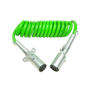 Have Duty 7 Way 15 ft Green ABS Coil American Type Trailer Coiled Cable