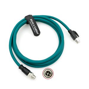 Alvin's Cables M12 8 Pin Male to RJ45 Shielded Ethernet Cable M12 X Coded 8 Position Cat6a Cable for Cognex Industrial Camera