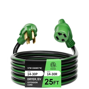 EV Dryer & RV Extension Cord NEMA 14-30P To 14-30R Heavy Duty STW 10AWG/4 25FT Cable For Consumer Electronics