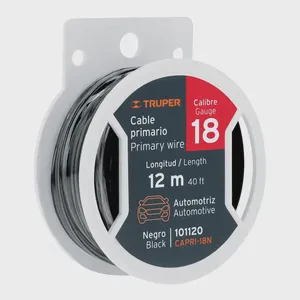 BOX 4 Reel with 12m of Black Primary Cable 18 Gauge TRUPER Model CAPRI-18N-4BOX