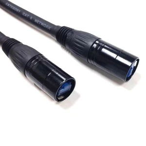 Shielded CAT6 Bare Copper Ethercon Cable 6ft Professional Audio Lighting RJ45 Studio Stage Concerts Black