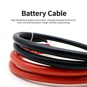 Copper Battery Cable2AWG 6AWG 8AWG 4 AWG Black Red Tinned Copper Lugs for Battery Inverter Cable Automotive Solar Battery