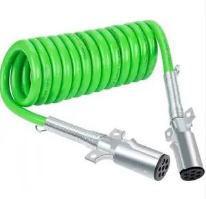 New WJH 7-Way ABS Coiled Electrical Trailer Cable Replacement 12FT/15FT