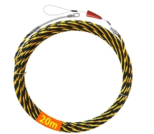 Factory Direct Sale Portable Dia 6mm * 20m Long Electrical Yellow + Black PET Fish Tape Reel Wire for Pull Cable Line Long Runs