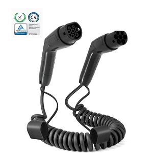 Single Phase 16A 5M Type 2 to Type 2 EU Standard Electric Vehicle Coiled Spiral Charge Cable With Good Cheap Price