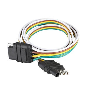4 Pin Trailer Wiring Harness 1.1M, US 4 Way Flat Male Female Trailer Connector Plug, 18AWG Trailer Light Extension Cable