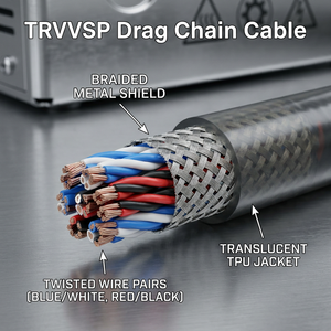 PrimePro TRVVSP 10M Bend Cycles High Flex Drag Chain Cable Tinned Copper Braided Shield for Robot Arm Automation