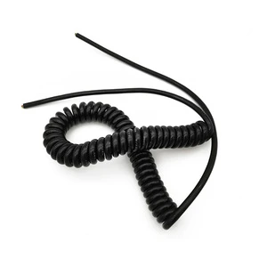 High Elastic Screw Power Cable BC 28AWG*8core Coiled Spiral Telephone Handset Cable for CNC Machine 30cm Black