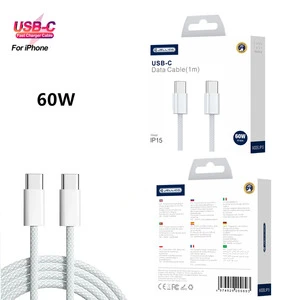 High-Speed Data Transfer 1M/2M 60W PD 3A Super Fast Charging USB-C USB-C Cable Compatible IOS Phones 15/16/17 Camera 12-Month
