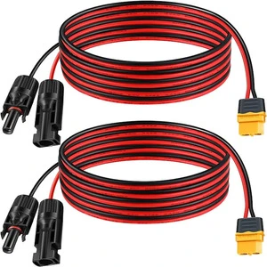 Photovoltaic Connector to XT60 Connector Charging Cable 2*12AWG 100cm for Outdoor Solar Panel Portable Power Supply Device