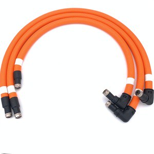 Heavy Duty EV Orange Shielded Silicon Rubber Cable Assembly High Voltage Wiring Harness for Electric Bus Truck Motor