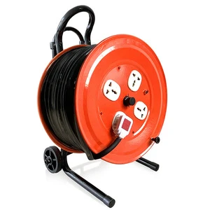 220V Household PVC Stranded Cable Reel 4-Outlet Extension Cord with Leakage Protection and Winding Function