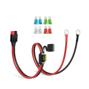 ELFCULB Connector to O Ring Terminal 10AWG Cable with 5 Fuse for Automotive Portable Power Station Solar Generators