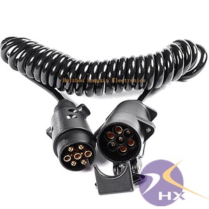 Manufacturer 7-Core Spiral Power Cable Black Telescopic Spring Tractor Trailer ABS EBS Stranded PVC Insulation Material