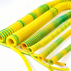0.5/0.75/1/1.5/2.5/4/6/10/16 MM² Spring Wire 1 Core Double Color Green Yellow Spiral Cable for Industrial Automation Equipment