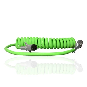 ABS 7-Way Coiled Trailer Cable with Dual Rubber Air Brake Hoses OEM Available