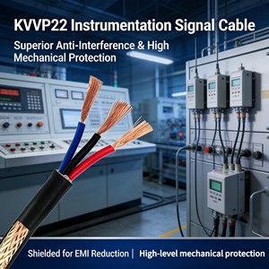 Copper Core XLPE Insulated PVC Jacketed KVVP22 Armored Industrial Control Cable for Instrumentation Transmission