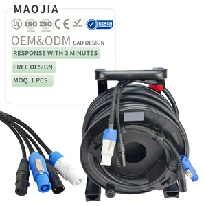 Professional 3*2.5mm² /13AWG XLR+Powercon Stage Lighting Hybrid Cable Locking Powercon Connector Cable Drum for Touring Grade