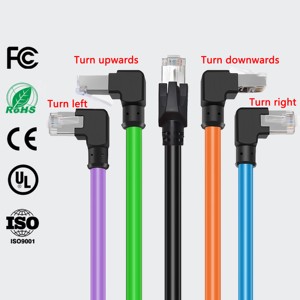 Industrial Ethernet Cable 6A Gigabit Double Bend Ethernet Cable 90° Right Angle Crystal Head Male to Female Extension Line