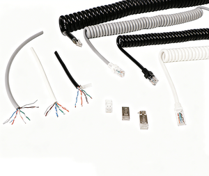 Custom Cat5e Cat6 RJ45 Spiral Ethernet Cable Coiled Network Cable Spring Stranded Spiral Electric Cable with 8P8C Connector