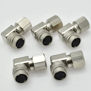 GIET GIET-0531-CM10-004 2-Pin Servo Encoder Connector Right Angle DIN Type IP65 Rated 12V 5A for Mitsubishi Servo Driver