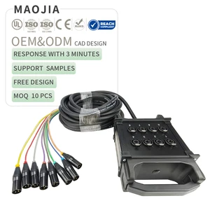 Professional 8 Channel XLR Audio Snake Cable Heavy Duty Metal Stage Dual Purpose Junction Box for Live Sound Recording PA System