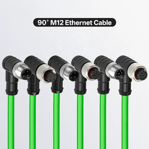90 Degree Right Angle M12 Connector 8 Pin to RJ45 Shielded Servo Encoder Cable Industrial Ethernet Cable