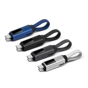 Newest 5A Fast Charging 3-in-1 LED Display Keychain USB-C Cable Magnetic USB Short Cable Computer Aluminum Alloy Pure Camera
