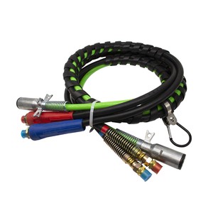 New 15FT 3-in-1 ABS Air Lines For Tractor Trailer 7-Way Electrical Power Cable With Pure Copper Wire Conductor