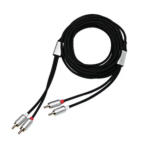 Nylon HIFI Audio Cable High-Performance Premium Double Lotus Line 2RCA to 2RCA Interconnect Cord for Amplifier DVD TV CD Speaker