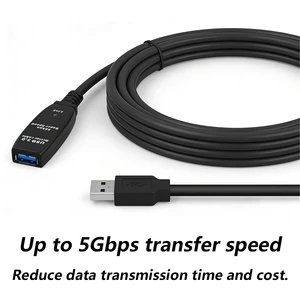 Plug Play USB 3.0 Male/Female PVC Extension Cable 5Gbps 5A Fast Charging Custom Length Travel Laptop Smart Watch Earphone Camera