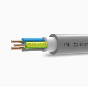 German Standard Power Cables Nym-J/ Nym-O Cable 300/500 V PVC Insulated Jacket Round Solid or Stranded