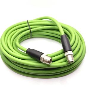 Custom Industrial Ethernet Cable 4x2x26AWG Waterproof Male to Male M12 X Code 8 Pin Connector X Code Cable